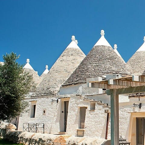 The trulli rooftops at Masseria Fumarola in Puglia