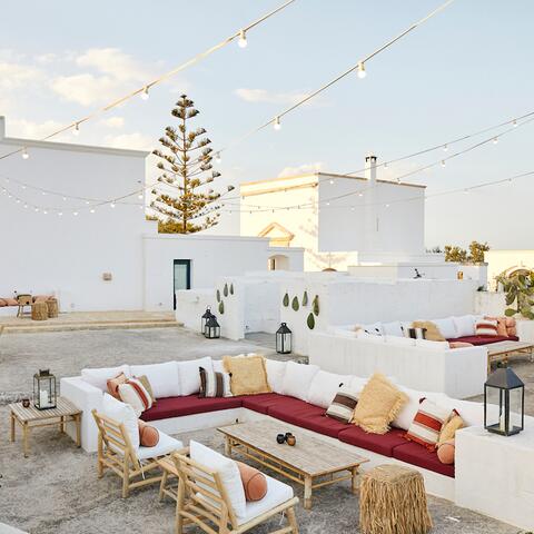 The rooftop bar at Masseria Calderisi