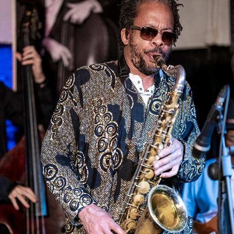 A musician playing at Jazzlive at the Crypt in Camberwell, London