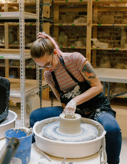 Sarah Glass making ceramics