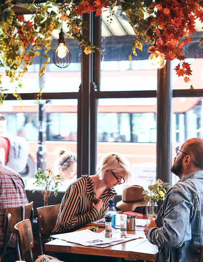 Diners at Acoustic Brasserie in Stoke Newington