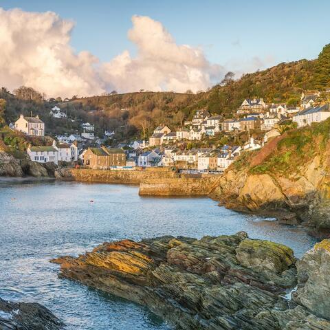 The Cornish town of Polperro from the sea