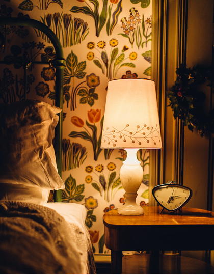 A bedroom at Villa Sjotorp, in West Sweden