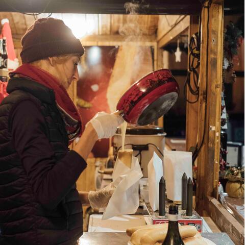 Fondue stall, Montreux Christmas Market, Switzerland