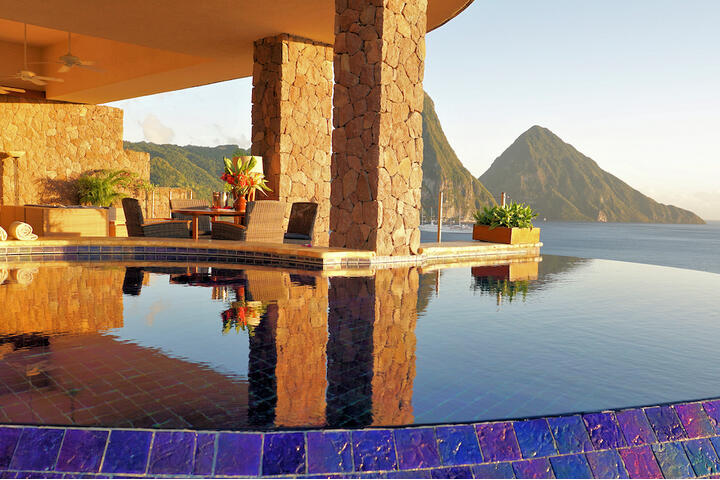 Pool views from a suite at Jade Mountain