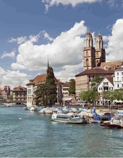 The river in summer, Zurich, Switzerland