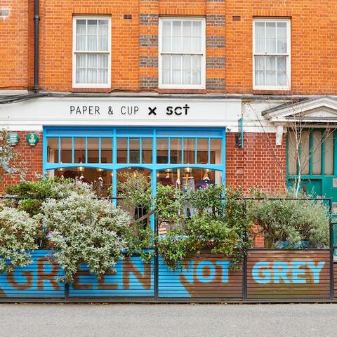 The outside of Paper & Cup, Shoreditch