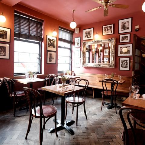 The dining room at The French House in Soho, London