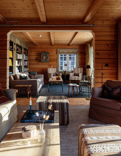 Cosy interiors at a Norwegian cabin stay