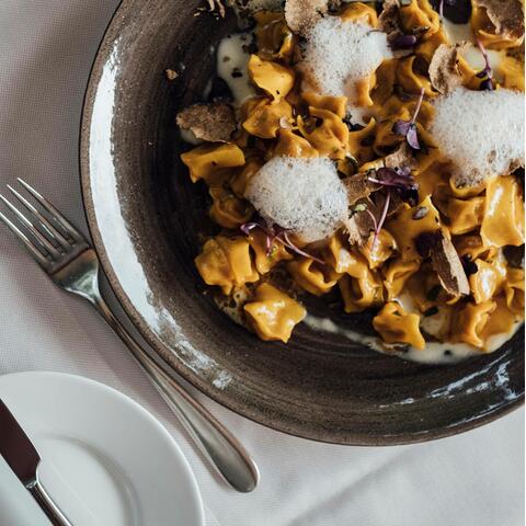 Pasta dish at La Fontana at the Hotel Belvedere