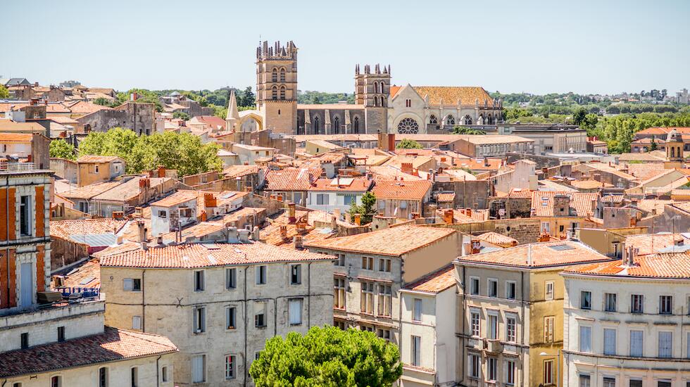 The red rooftops of Montpelier, France