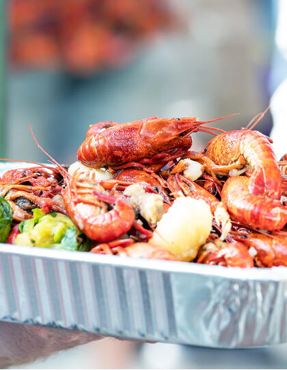 Southern seafood platter on Tybee Island