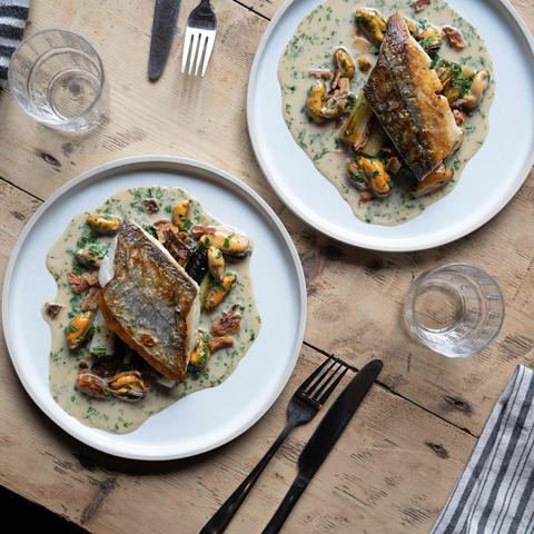 A fish dish at The Bull's Head in Craswell, Herefordshire