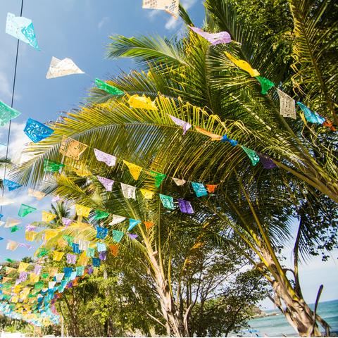 colourful bunting in sayulita mexico 